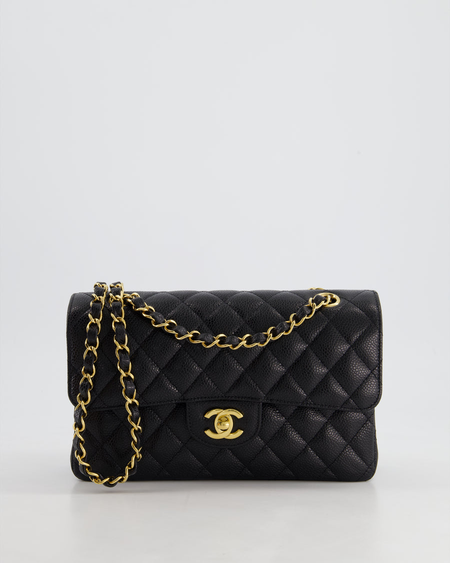 *2024* Chanel Small Black Classic Double Flap in Caviar Leather with Gold Hardware