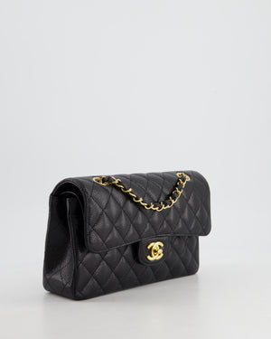 *2024* Chanel Small Black Classic Double Flap in Caviar Leather with Gold Hardware