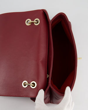 Chanel Bordeaux Burgundy Chevron Top Handle Bag Calfskin Leather with Champagne Gold Hardware