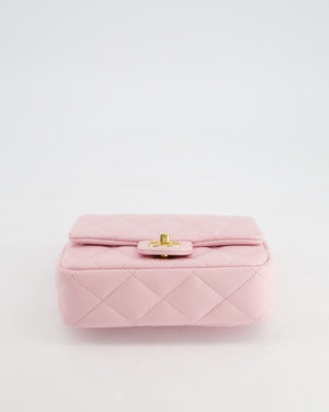 *CURRENT COLLECTION* Chanel Petal Pink Mini Top Handle Bag in Calfskin Leather with Gold Hardware and Clear Perspex Handle Detail