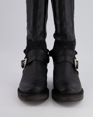 Fendi Black Thigh High Patent Leather Boots Size EU 38