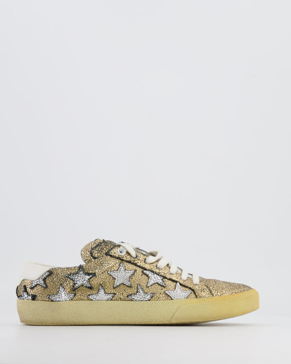 Saint Laurent Gold and Silver Star Court Trainers Size EU 37.5 RRP £555