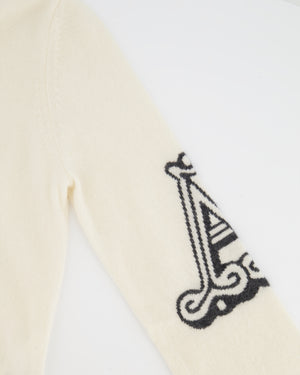 Max Mara Cream Cashmere Jumper with Grey Logo Detail Size S (UK 8)