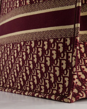 Christian Dior Burgundy & Ecru Oblique Embroidery Large Book Tote Bag RRP £2,550