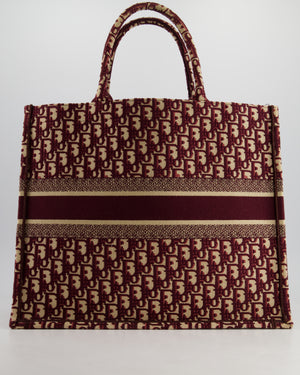 Christian Dior Burgundy & Ecru Oblique Embroidery Large Book Tote Bag RRP £2,550