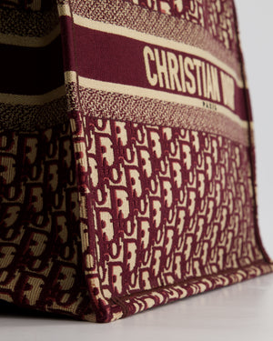 Christian Dior Burgundy & Ecru Oblique Embroidery Large Book Tote Bag RRP £2,550