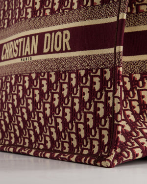 Christian Dior Burgundy & Ecru Oblique Embroidery Large Book Tote Bag RRP £2,550