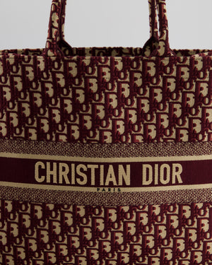 Christian Dior Burgundy & Ecru Oblique Embroidery Large Book Tote Bag RRP £2,550