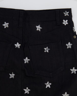 Saint Laurent Black Denim Skirt with Sequin Star Details Size 26 (UK 8)