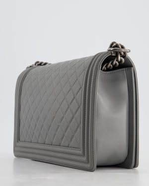 *HOT & FIRE PRICE* Chanel Stone Grey Medium Boy Bag in Calfskin Leather with Ruthenium Hardware