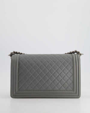 *HOT & FIRE PRICE* Chanel Stone Grey Medium Boy Bag in Calfskin Leather with Ruthenium Hardware