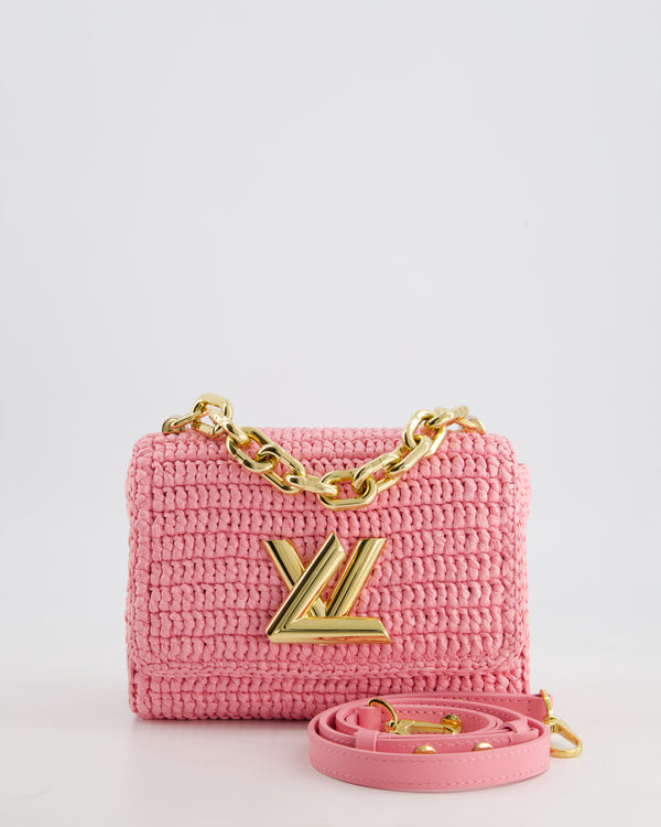 *RARE & FIRE PRICE* Louis Vuitton Bubblegum Pink Twist PM Bag in Raffia with Gold Hardware £3,400