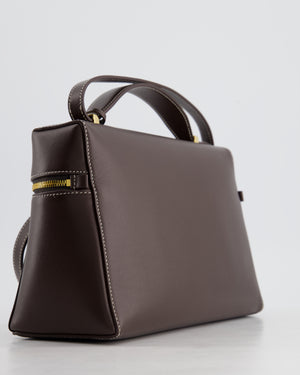 *HOT* Loro Piana Chocolate Brown Extra Shoulder Bag in Calfskin Leather with Gold Hardware RRP £2950