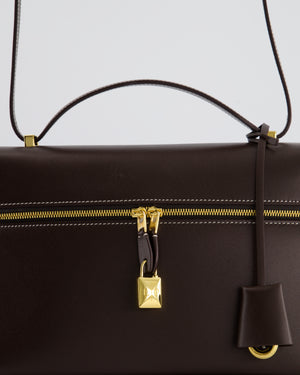 *HOT* Loro Piana Chocolate Brown Extra Shoulder Bag in Calfskin Leather with Gold Hardware RRP £2950