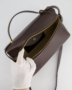 *HOT* Loro Piana Chocolate Brown Extra Shoulder Bag in Calfskin Leather with Gold Hardware RRP £2950