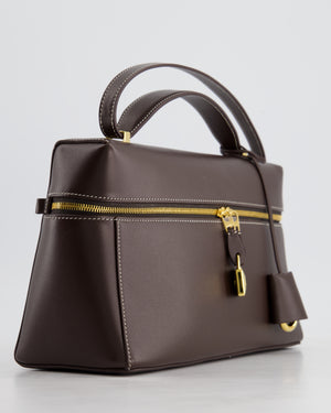 *HOT* Loro Piana Chocolate Brown Extra Shoulder Bag in Calfskin Leather with Gold Hardware RRP £2950