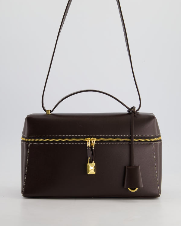 *HOT* Loro Piana Chocolate Brown Extra Shoulder Bag in Calfskin Leather with Gold Hardware RRP £2950