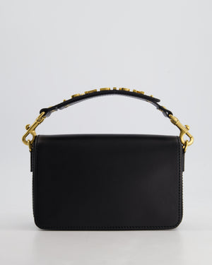 Christian Dior Black J'Adior Top Handle Flap Bag in Calfskin Leather with Antique Gold Hardware