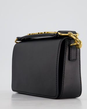 Christian Dior Black J'Adior Top Handle Flap Bag in Calfskin Leather with Antique Gold Hardware