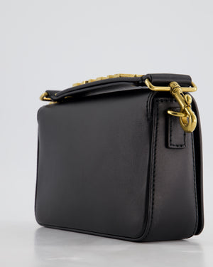 Christian Dior Black J'Adior Top Handle Flap Bag in Calfskin Leather with Antique Gold Hardware