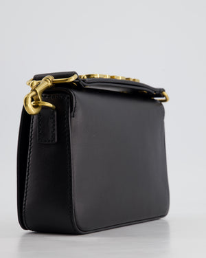 Christian Dior Black J'Adior Top Handle Flap Bag in Calfskin Leather with Antique Gold Hardware