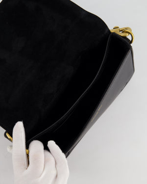 Christian Dior Black J'Adior Top Handle Flap Bag in Calfskin Leather with Antique Gold Hardware