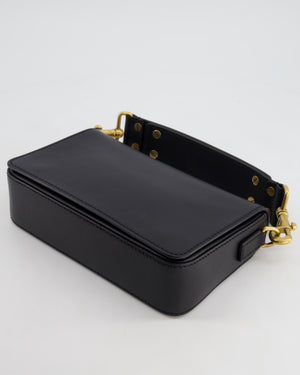 Christian Dior Black J'Adior Top Handle Flap Bag in Calfskin Leather with Antique Gold Hardware