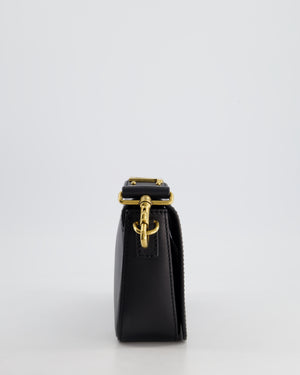 Christian Dior Black J'Adior Top Handle Flap Bag in Calfskin Leather with Antique Gold Hardware