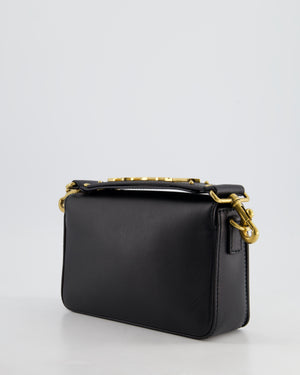 Christian Dior Black J'Adior Top Handle Flap Bag in Calfskin Leather with Antique Gold Hardware