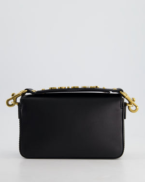 Christian Dior Black J'Adior Top Handle Flap Bag in Calfskin Leather with Antique Gold Hardware