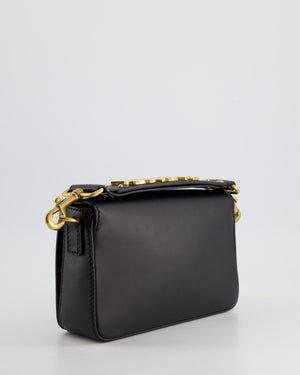 Christian Dior Black J'Adior Top Handle Flap Bag in Calfskin Leather with Antique Gold Hardware