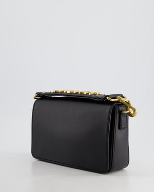 Christian Dior Black J'Adior Top Handle Flap Bag in Calfskin Leather with Antique Gold Hardware