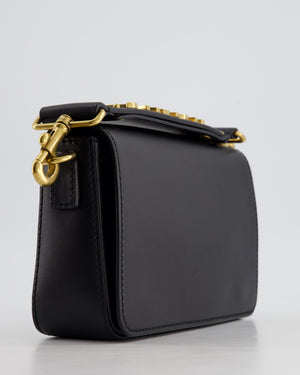 Christian Dior Black J'Adior Top Handle Flap Bag in Calfskin Leather with Antique Gold Hardware