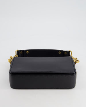 Christian Dior Black J'Adior Top Handle Flap Bag in Calfskin Leather with Antique Gold Hardware