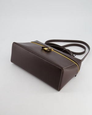 *HOT* Loro Piana Chocolate Brown Extra Shoulder Bag in Calfskin Leather with Gold Hardware RRP £2950