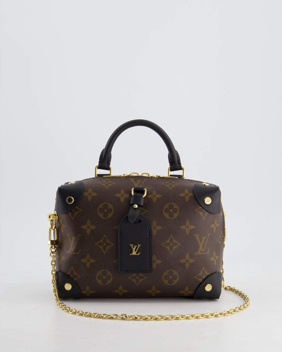 *HOT* Louis Vuitton Brown & Black Petite Malle Souple in Monogram Canvas & Black Calfskin Leather with Gold Hardware RRP £2,420