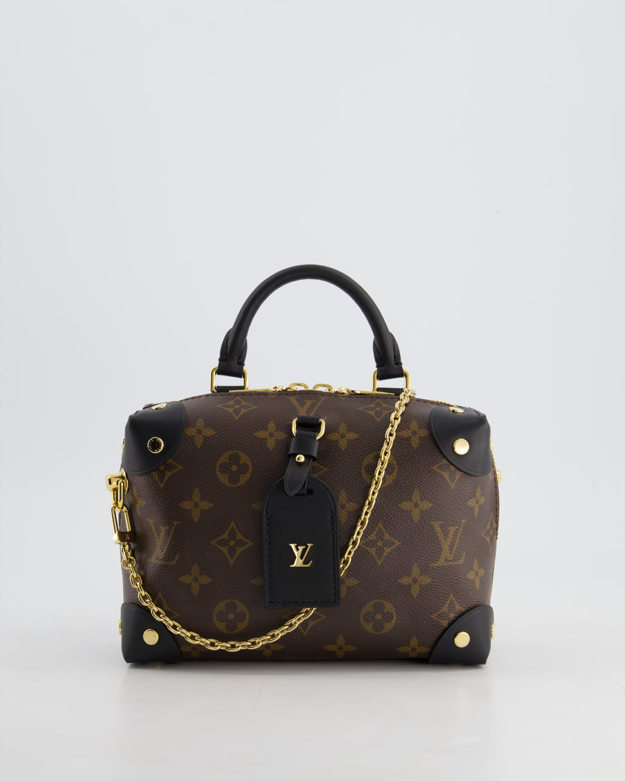 *HOT* Louis Vuitton Brown & Black Petite Malle Souple in Monogram Canvas & Black Calfskin Leather with Gold Hardware RRP £2,420