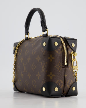 *HOT* Louis Vuitton Brown & Black Petite Malle Souple in Monogram Canvas & Black Calfskin Leather with Gold Hardware RRP £2,420