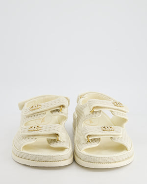 *FIRE PRICE* Chanel Cream Dad Sandals with White CC Pearls Logo Size EU 41.5