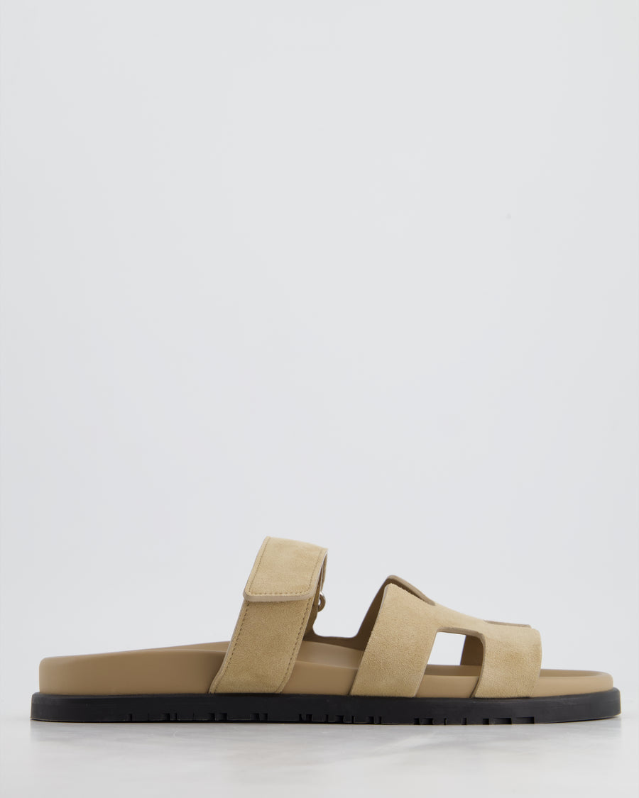 *HOT* Hermès Beige Esquisse Suede Chypre Sandals Size EU 42