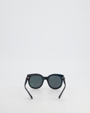 Chanel Square Black, Navy Sunglasses with Black CC Detail