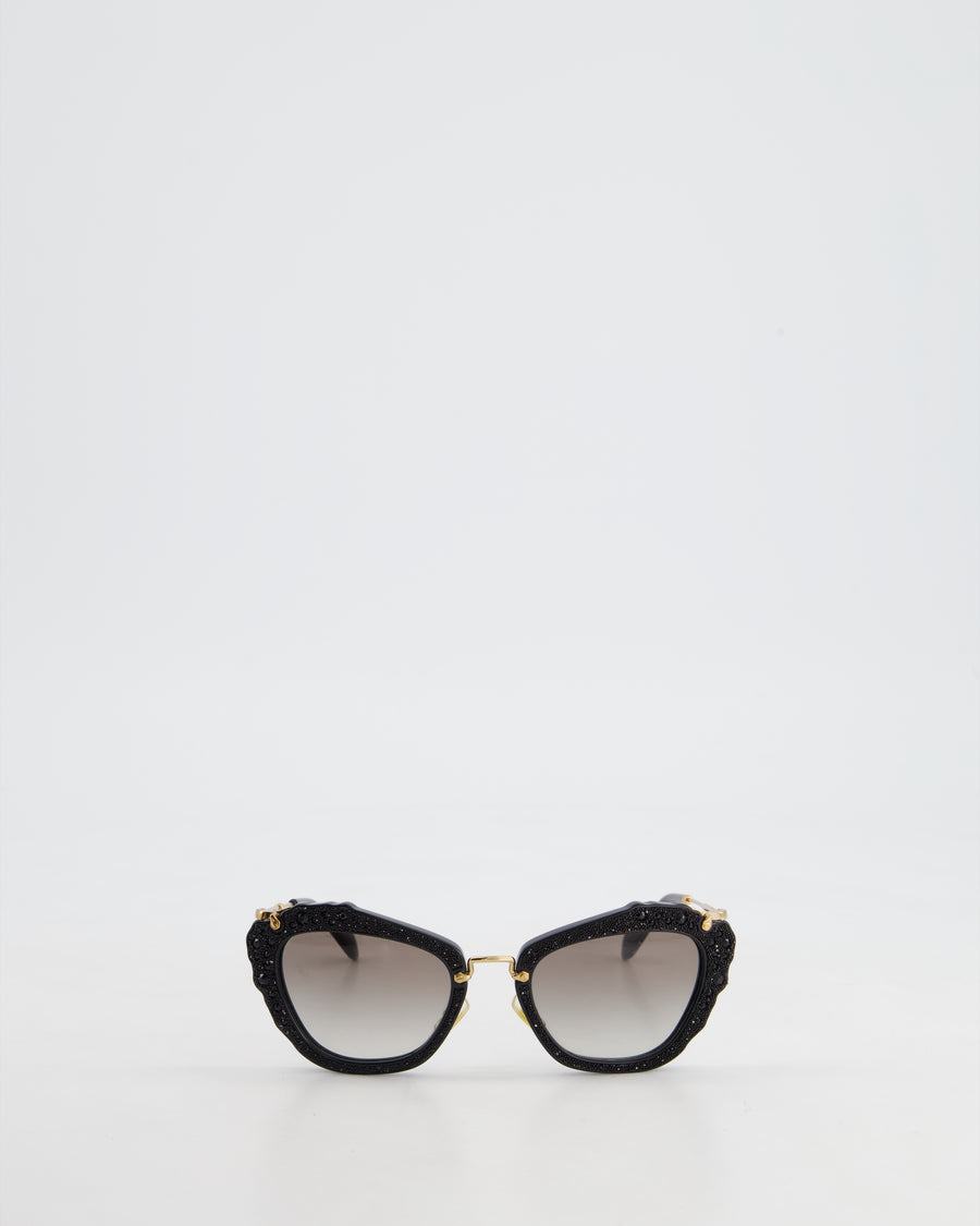 Miu Miu Black Crystal Cat Eye Sunglasses