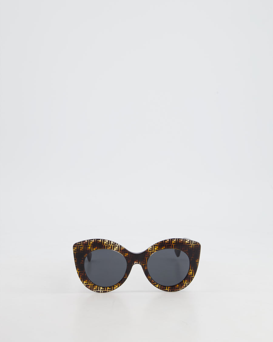 Fendi Brown Logo Cat Eye Oversized Sunglasses