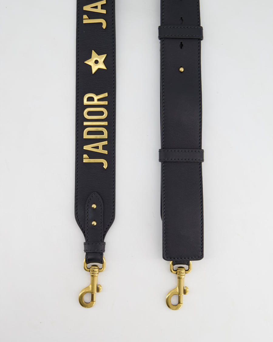 Christian Dior Navy J'Adior Leather Strap with Antique Gold Hardware