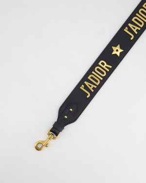 Christian Dior Navy J'Adior Leather Strap with Antique Gold Hardware