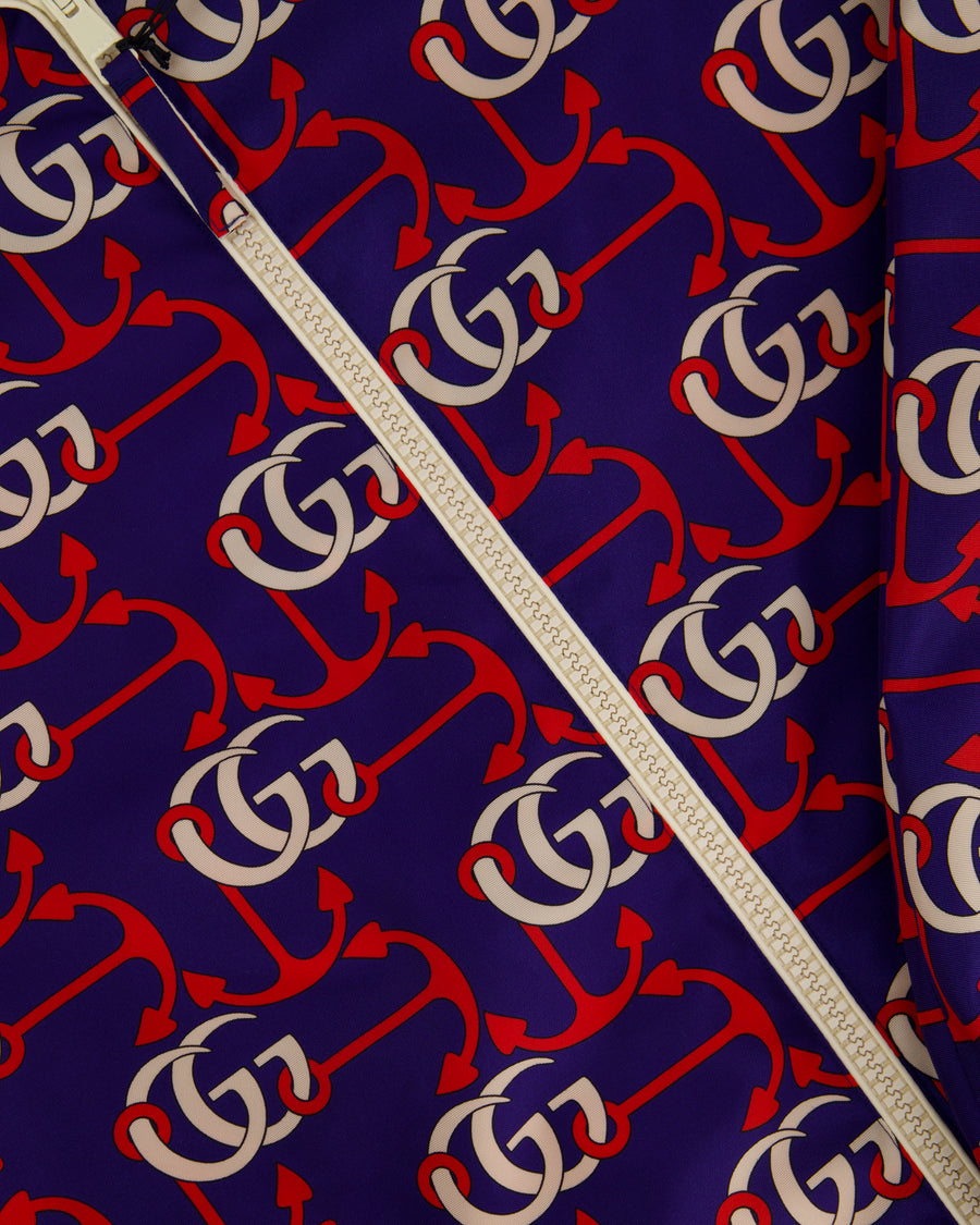 Gucci Blue, Red & White GG Logo Print Wind Jacket IT 54 (UK 44)