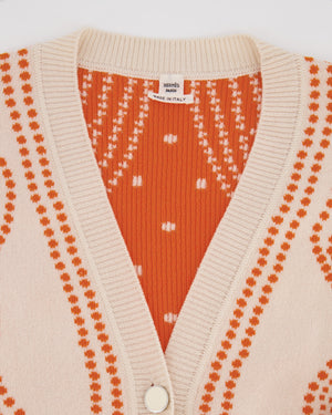 Hermès Cream and Orange Cashmere Brides de Gala Cardigan Size FR 38 (UK 10) RRP £2,450