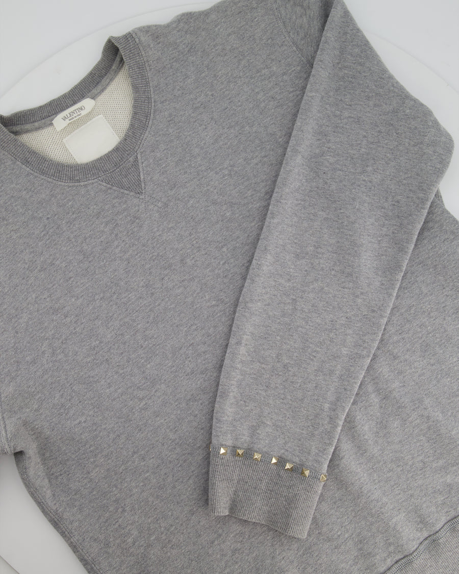 Valentino Untitled Grey Rockstud Sweater with Rockstud Details Size L (UK 10)