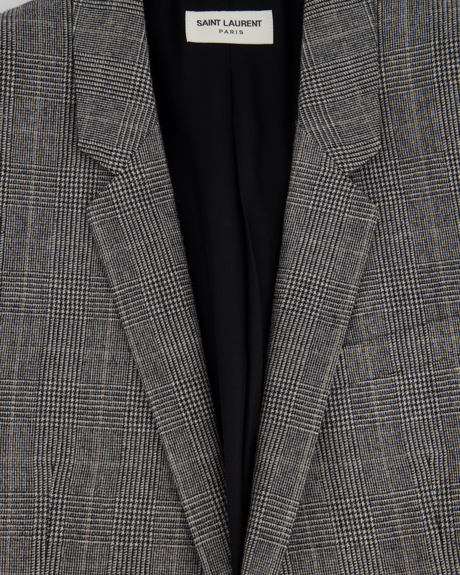 Saint Laurent Grey and Black Menswear Houndstooth Blazer FR 54 (UK 44)