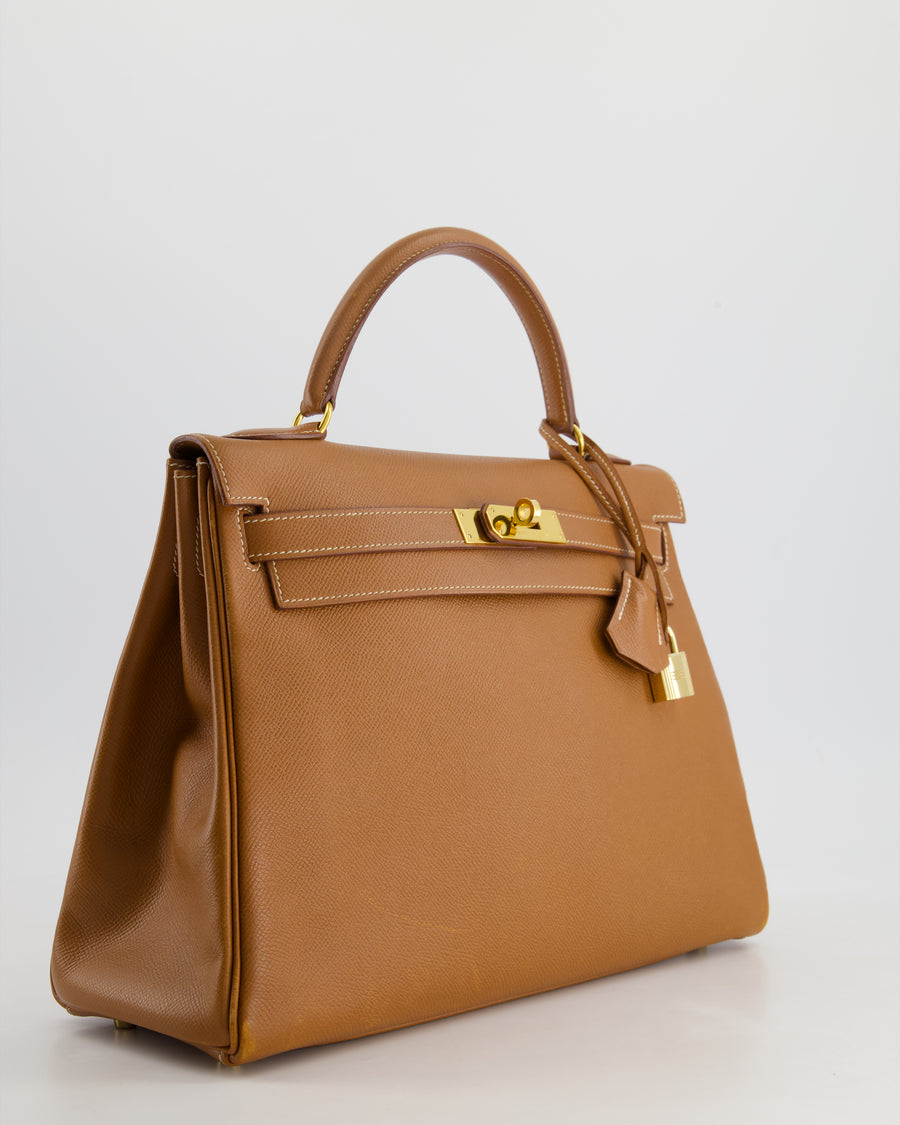 *FIRE PRICE* Hermès Vintage Kelly 32 in Gold Epsom Leather with Gold Hardware